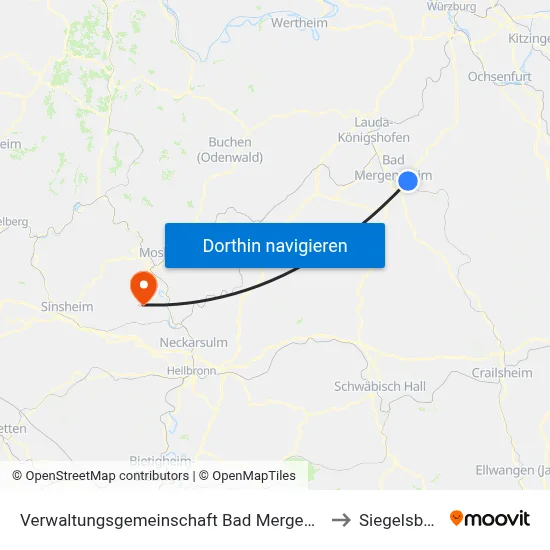 Verwaltungsgemeinschaft Bad Mergentheim to Siegelsbach map