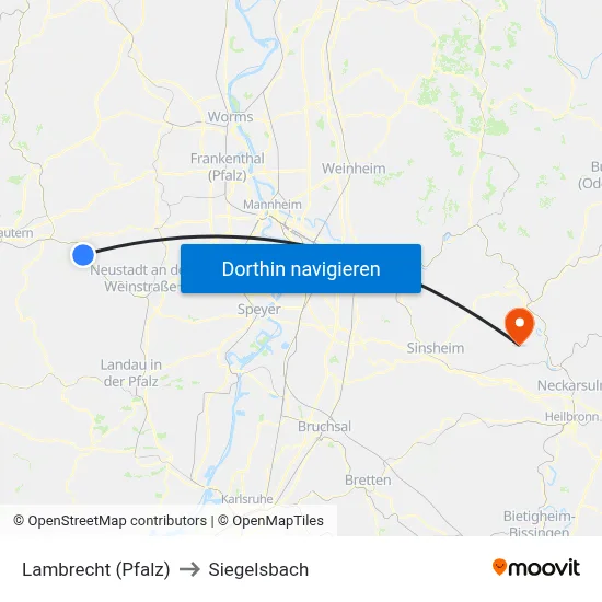 Lambrecht (Pfalz) to Siegelsbach map