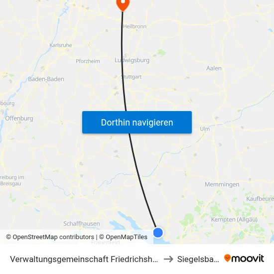 Verwaltungsgemeinschaft Friedrichshafen to Siegelsbach map