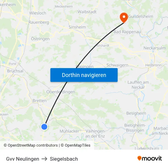 Gvv Neulingen to Siegelsbach map