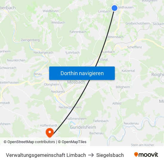 Verwaltungsgemeinschaft Limbach to Siegelsbach map