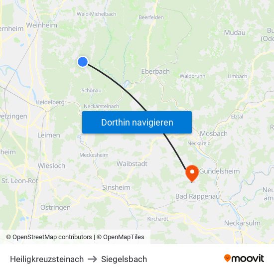 Heiligkreuzsteinach to Siegelsbach map