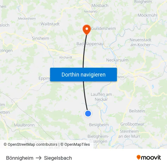 Bönnigheim to Siegelsbach map