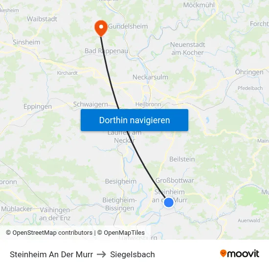 Steinheim An Der Murr to Siegelsbach map
