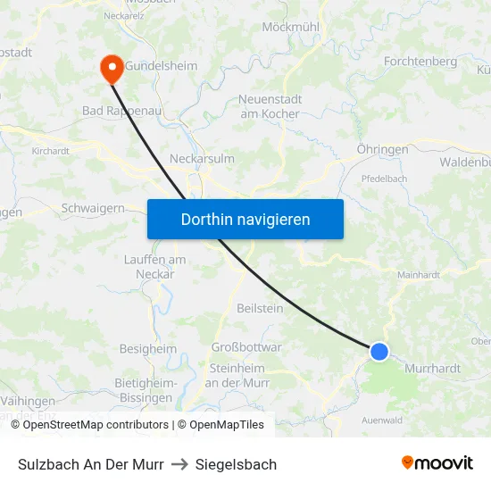 Sulzbach An Der Murr to Siegelsbach map