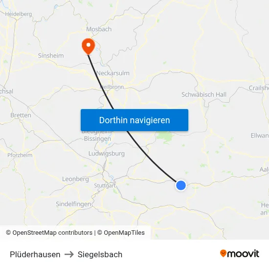Plüderhausen to Siegelsbach map