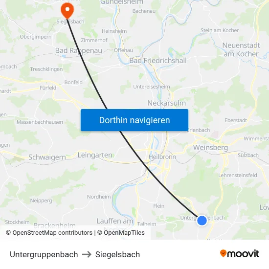 Untergruppenbach to Siegelsbach map