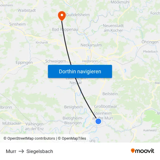 Murr to Siegelsbach map