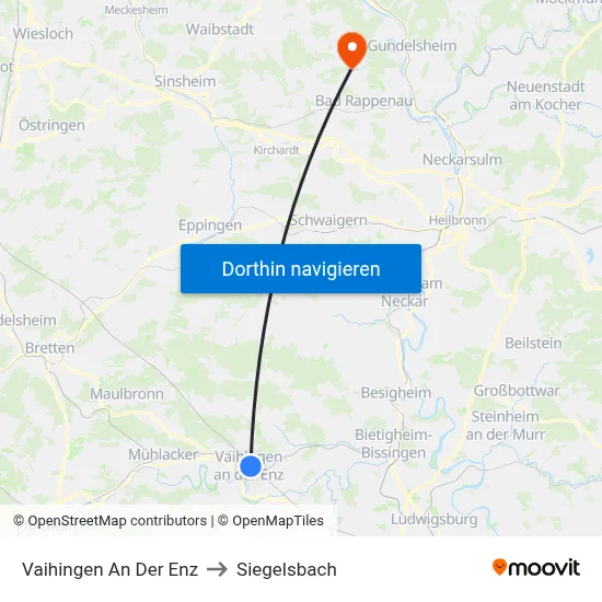 Vaihingen An Der Enz to Siegelsbach map