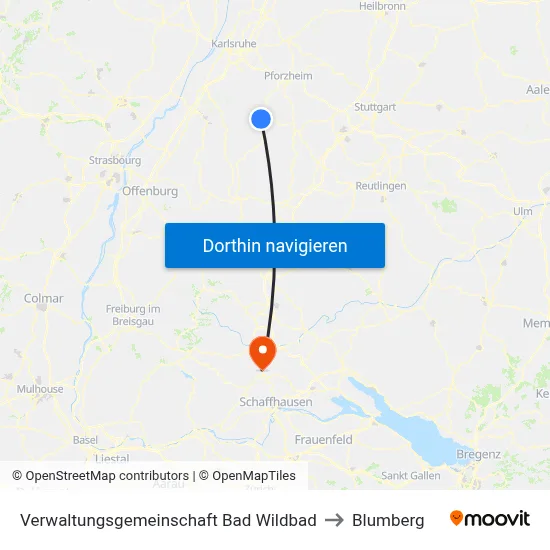 Verwaltungsgemeinschaft Bad Wildbad to Blumberg map