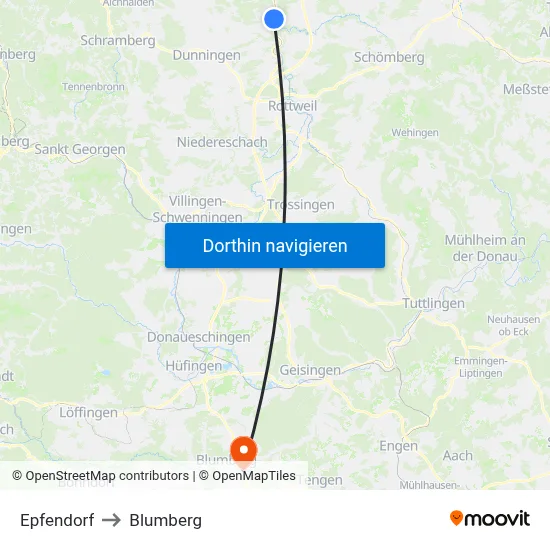 Epfendorf to Blumberg map