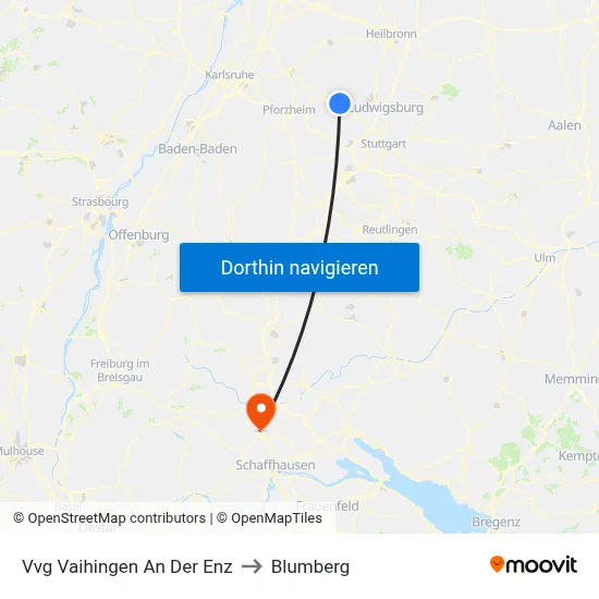 Vvg Vaihingen An Der Enz to Blumberg map