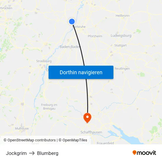 Jockgrim to Blumberg map