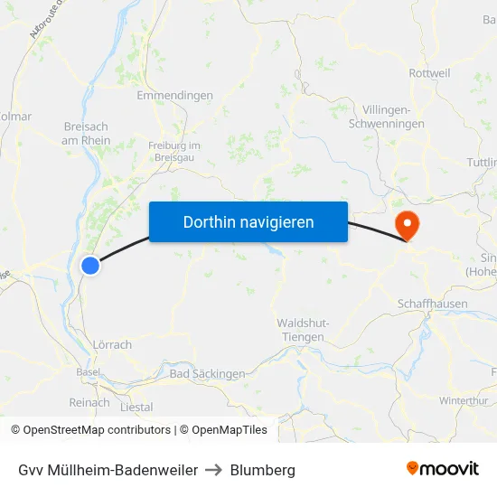Gvv Müllheim-Badenweiler to Blumberg map