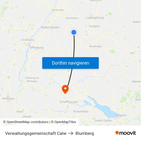 Verwaltungsgemeinschaft Calw to Blumberg map