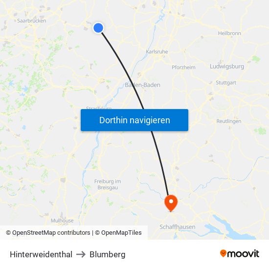 Hinterweidenthal to Blumberg map