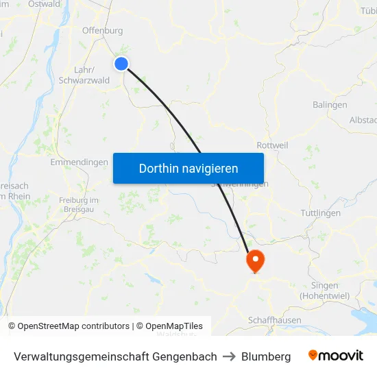 Verwaltungsgemeinschaft Gengenbach to Blumberg map