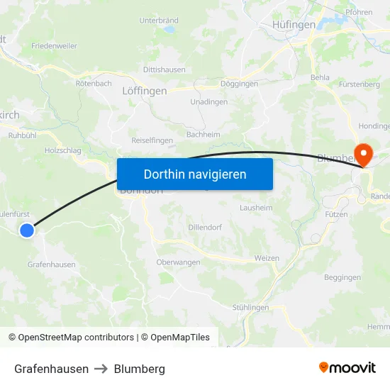 Grafenhausen to Blumberg map