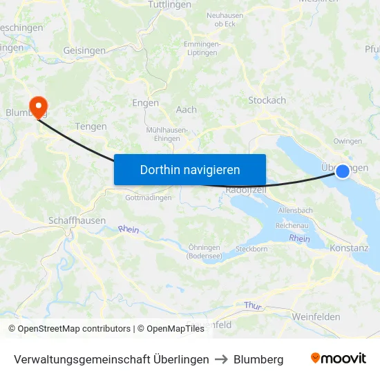 Verwaltungsgemeinschaft Überlingen to Blumberg map