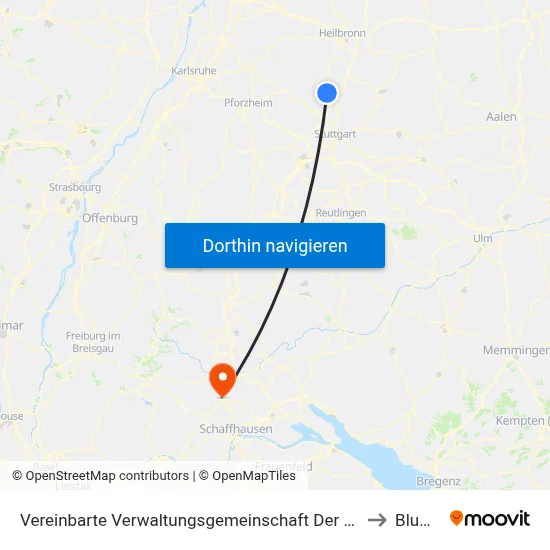 Vereinbarte Verwaltungsgemeinschaft Der Stadt Bietigheim-Bissingen to Blumberg map