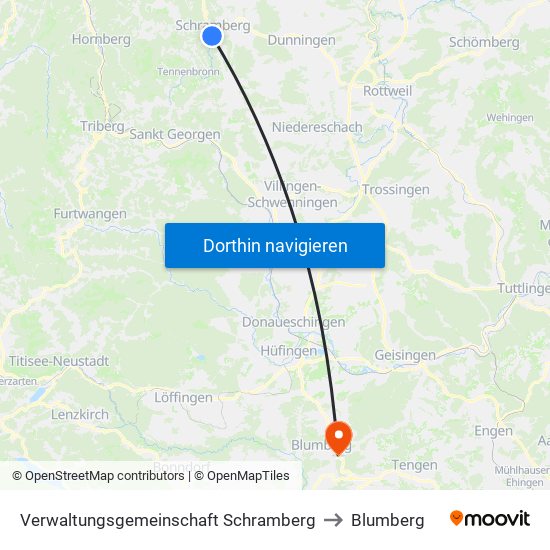Verwaltungsgemeinschaft Schramberg to Blumberg map
