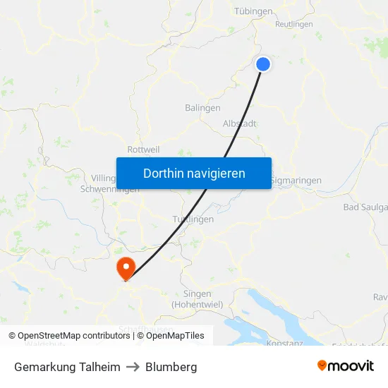 Gemarkung Talheim to Blumberg map