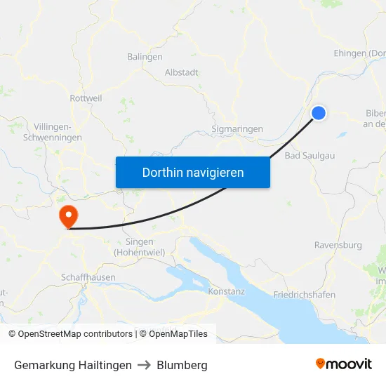 Gemarkung Hailtingen to Blumberg map