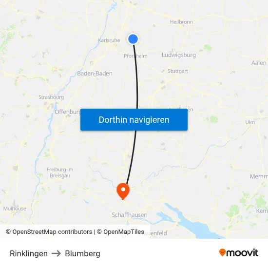 Rinklingen to Blumberg map