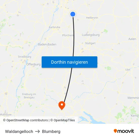 Waldangelloch to Blumberg map