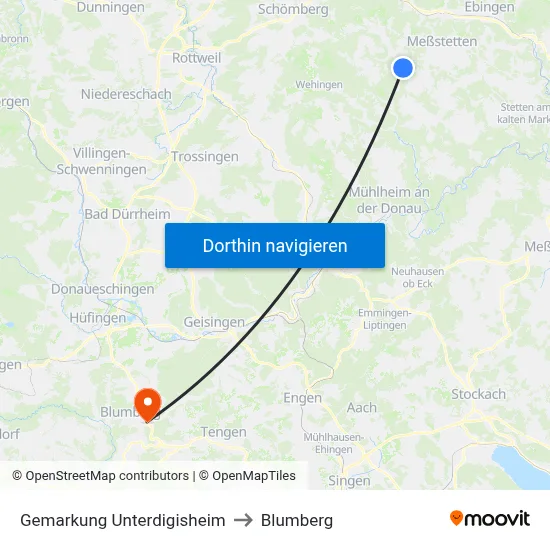 Gemarkung Unterdigisheim to Blumberg map