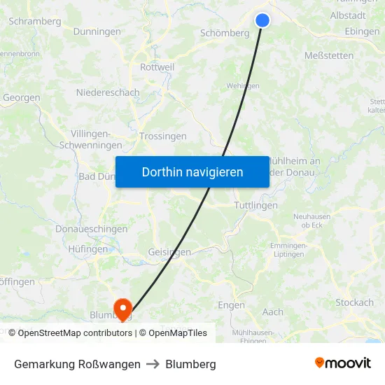 Gemarkung Roßwangen to Blumberg map