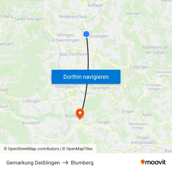 Gemarkung Deißlingen to Blumberg map