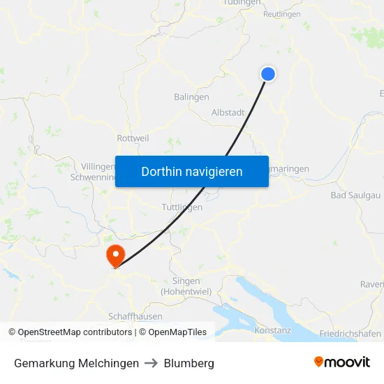 Gemarkung Melchingen to Blumberg map