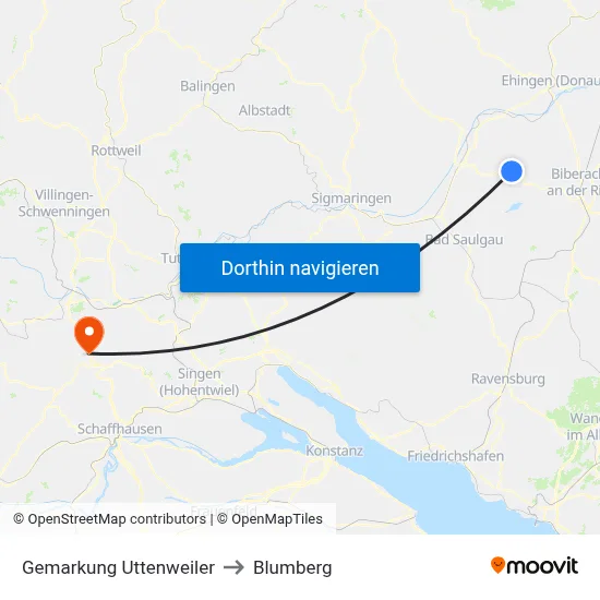 Gemarkung Uttenweiler to Blumberg map
