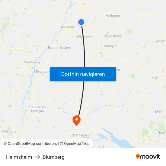 Helmsheim to Blumberg map