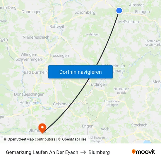 Gemarkung Laufen An Der Eyach to Blumberg map