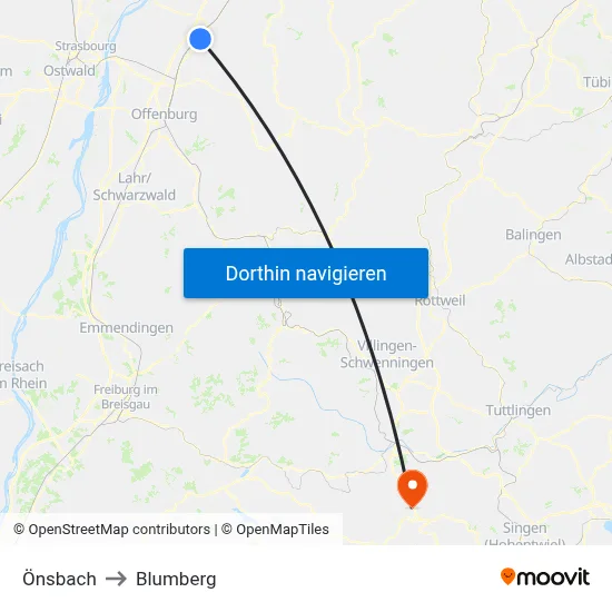 Önsbach to Blumberg map