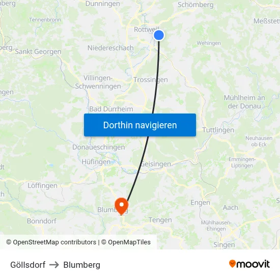 Göllsdorf to Blumberg map