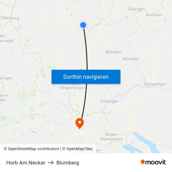 Horb Am Neckar to Blumberg map