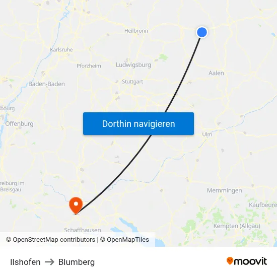 Ilshofen to Blumberg map