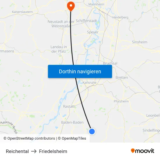 Reichental to Friedelsheim map