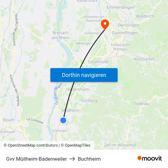 Gvv Müllheim-Badenweiler to Buchheim map
