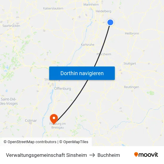 Verwaltungsgemeinschaft Sinsheim to Buchheim map