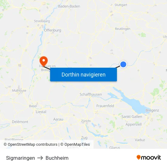 Sigmaringen to Buchheim map