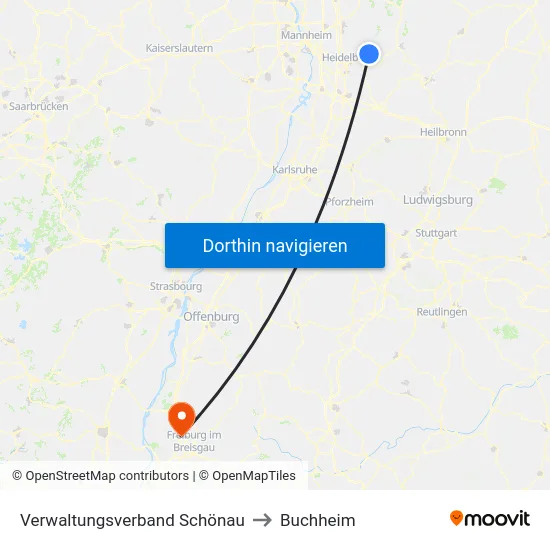 Verwaltungsverband Schönau to Buchheim map