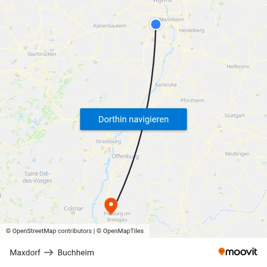 Maxdorf to Buchheim map