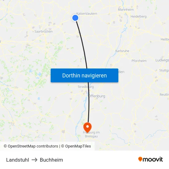 Landstuhl to Buchheim map