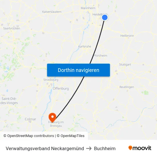 Verwaltungsverband Neckargemünd to Buchheim map