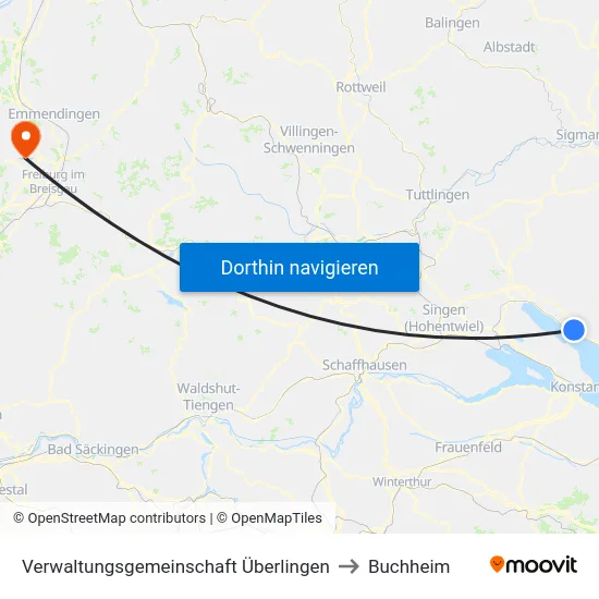 Verwaltungsgemeinschaft Überlingen to Buchheim map