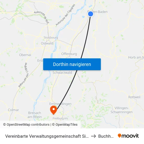 Vereinbarte Verwaltungsgemeinschaft Sinzheim to Buchheim map